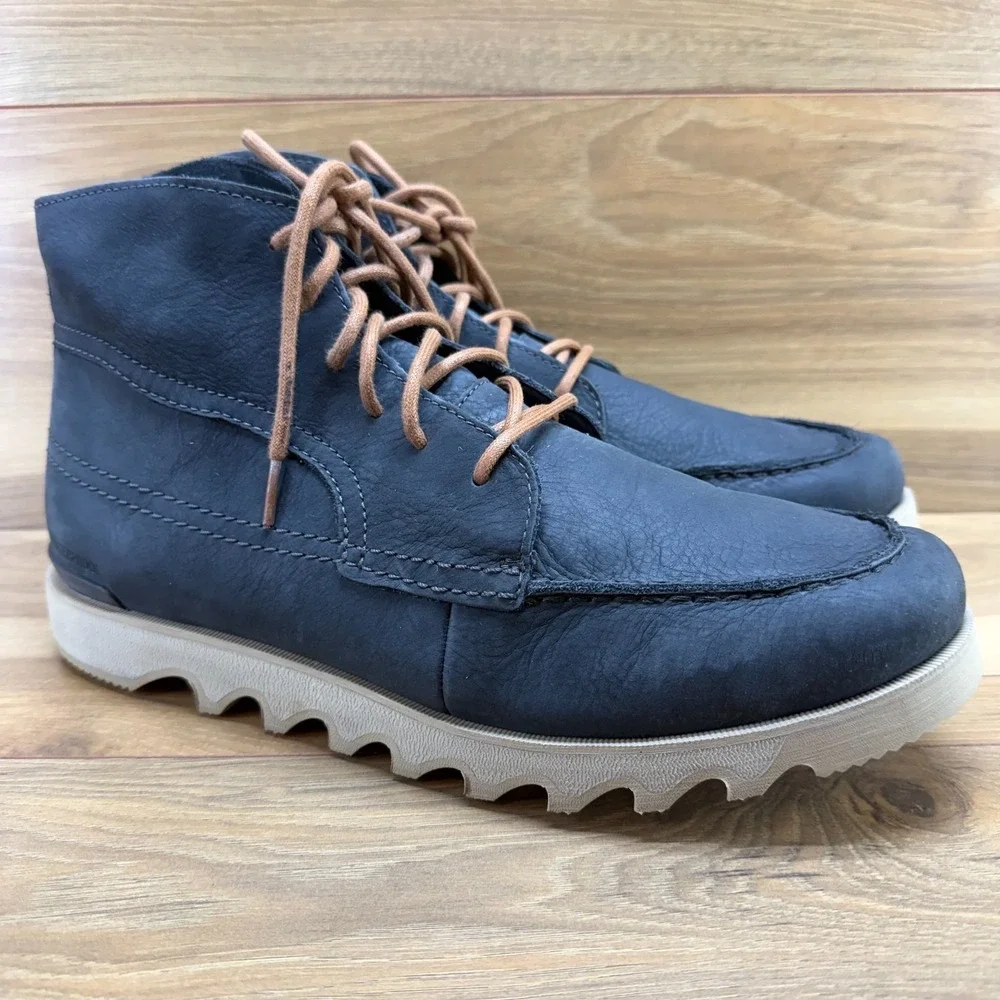 Sorel Kezar Moc Toe Mens Boots 13 Coal‎ Faded Black Leather Wedge Lace Up